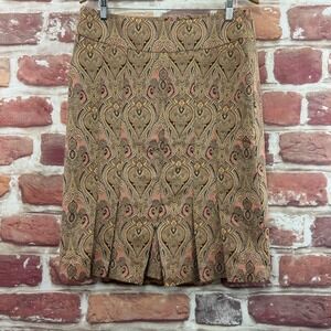 Talbots Skirt Women's 16 Multicolor Boho Floral Jacquard Career Work Office